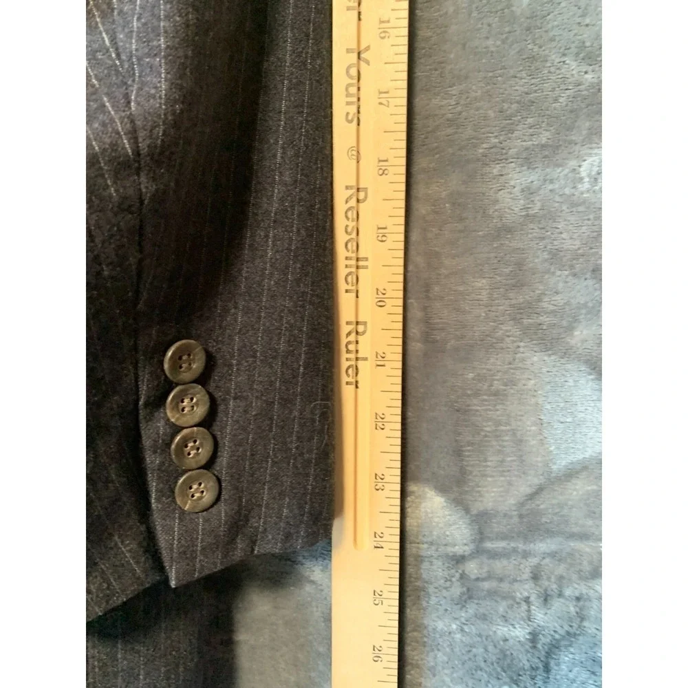 Chaps Ralph Lauren Vtg Wool Blazer 42L Pinstripe Grey Nordstrom Sport Coat Flaw
